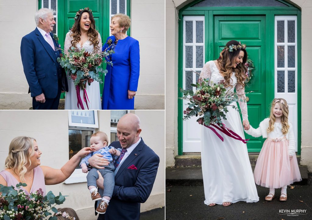 bride and family at house